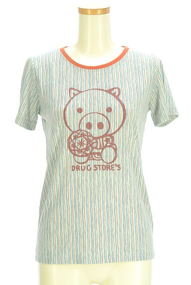 クリックで大画像表示 drug store's(ドラッグストアーズ)の古着「ストライプ×ブタプリントTシャツ(Tシャツ)」大画像1へ