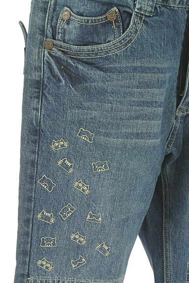クリックで大画像表示 drug store's(ドラッグストアーズ)の古着「ネコ&ブタ刺繍テーパードデニム(デニムパンツ)」大画像5へ