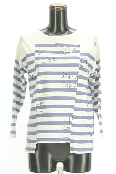 クリックで大画像表示 CUBE SUGAR(キューブシュガー)の古着「ロゴミックスボーダー柄カットソー(Tシャツ)」大画像4へ