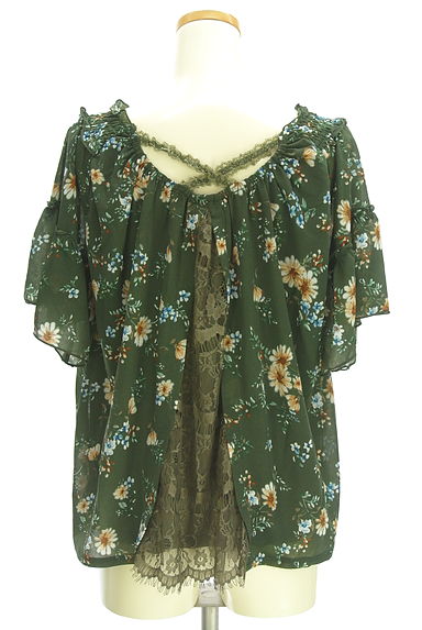 クリックで大画像表示 axes femme(アクシーズファム)の古着「バックレース花柄2WAYブラウス(カットソー・プルオーバー)」大画像2へ