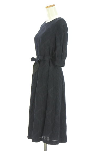 クリックで大画像表示 COMME CA(コムサ)の古着「Gabardine K.T ベルト付きジャガードワンピ(ワンピース・チュニック)」大画像3へ