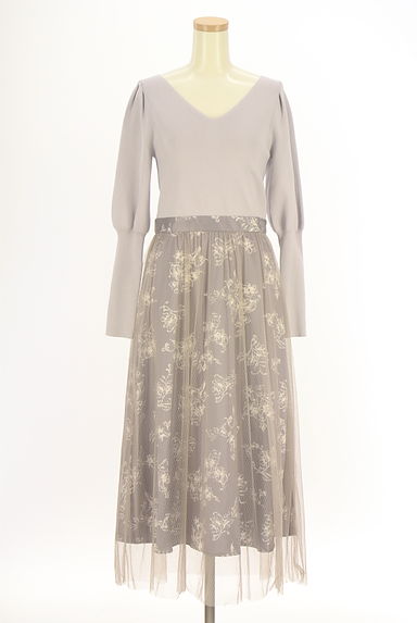 クリックで大画像表示 JILL by JILLSTUART(ジルバイジルスチュアート)の古着「ニット+花柄チュールロングワンピース(ワンピース・チュニック)」大画像1へ