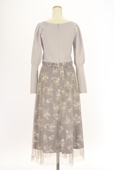 クリックで大画像表示 JILL by JILLSTUART(ジルバイジルスチュアート)の古着「ニット+花柄チュールロングワンピース(ワンピース・チュニック)」大画像2へ