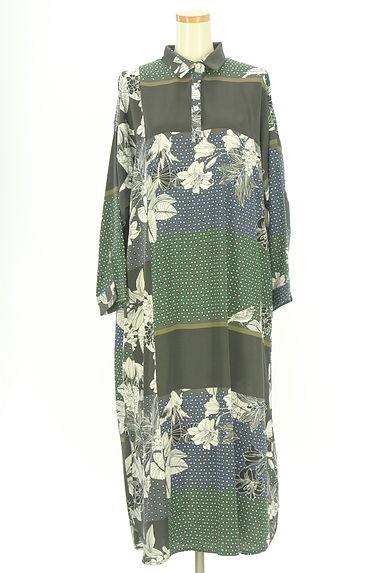 クリックで大画像表示 antiqua(アンティカ)の古着「patterntorso ドット×花柄ロングワンピ(ワンピース・チュニック)」大画像1へ