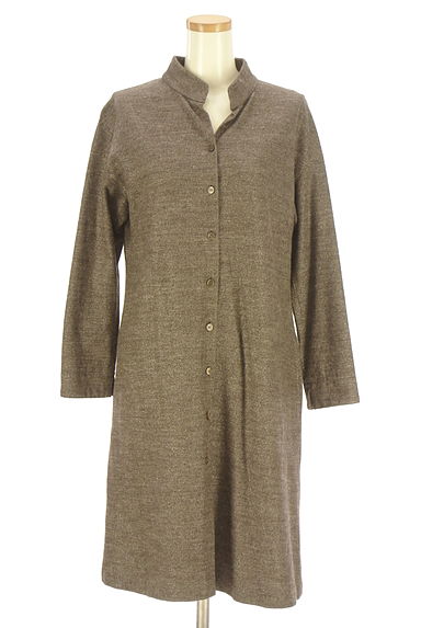 クリックで大画像表示 COMME CA(コムサ)の古着「Gabardine K.T キーネック膝丈ラメシャツワンピ(ワンピース・チュニック)」大画像1へ
