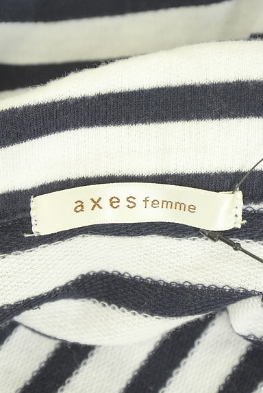 クリックで大画像表示 axes femme(アクシーズファム)の古着「ボーダー柄スウェットテーラードジャケット(ジャケット)」大画像6へ