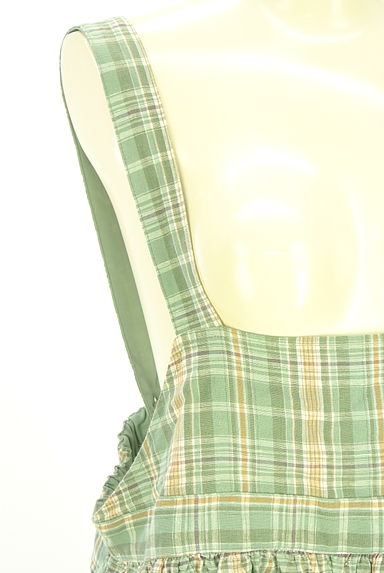 クリックで大画像表示 Samansa Mos2(サマンサモスモス)の古着「チェック柄サロペットロングスカート(キャミワンピース)」大画像4へ