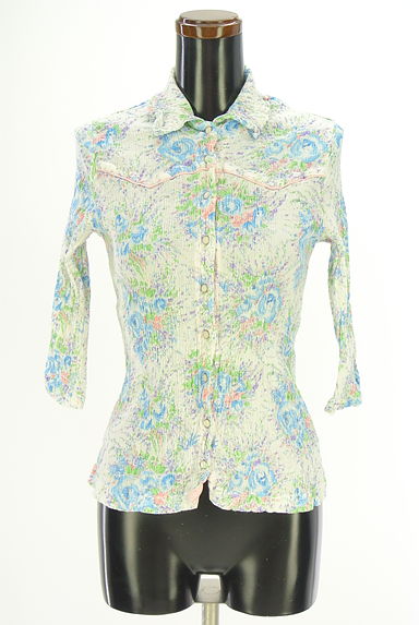 クリックで大画像表示 TSUMORI CHISATO(ツモリチサト)の古着「シワ加工花柄7分袖シャツ(カジュアルシャツ)」大画像1へ