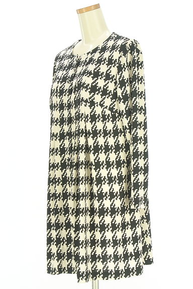 TABASA（タバサ）の古着「千鳥格子柄ノーカラーロングカーディガン（カーディガン・ボレロ）」大画像３へ