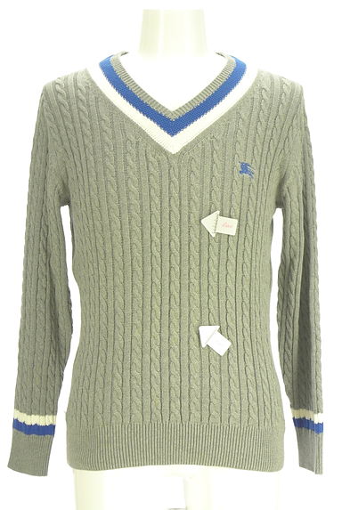 クリックで大画像表示 BURBERRY BLACK LABEL(バーバリーブラックレーベル)の古着「配色ラインケーブルニット(ニット)」大画像4へ