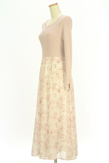 MISCH MASCH（ミッシュマッシュ）の古着「リブニット×花柄シフォンロングワンピース（ワンピース・チュニック）」大画像３へ
