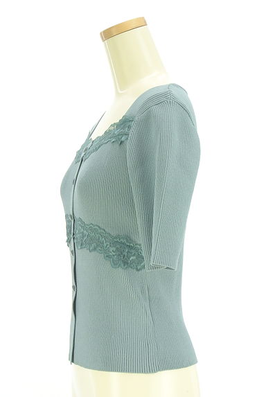 クリックで大画像表示 PROPORTION BODY DRESSING(プロポーションボディドレッシング)の古着「半袖レースラインリブニットトップス(ニット)」大画像3へ