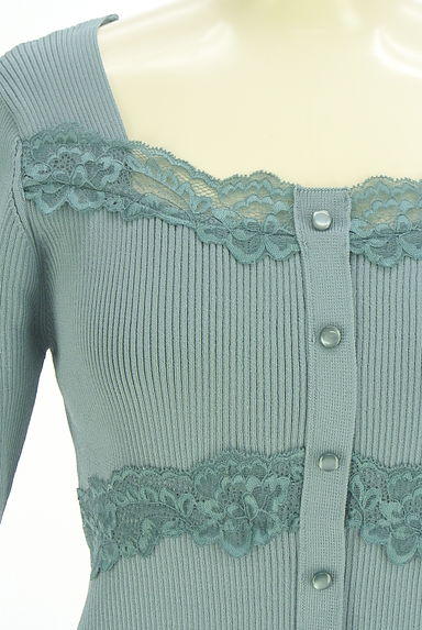 クリックで大画像表示 PROPORTION BODY DRESSING(プロポーションボディドレッシング)の古着「半袖レースラインリブニットトップス(ニット)」大画像4へ