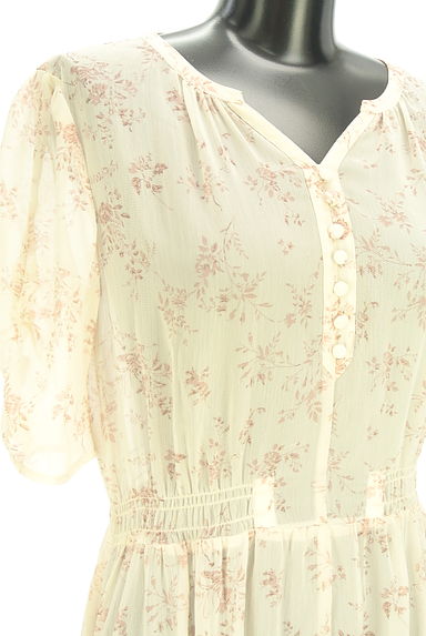 クリックで大画像表示 LAISSE PASSE(レッセパッセ)の古着「半袖花柄シフォンワンピース(ワンピース・チュニック)」大画像4へ