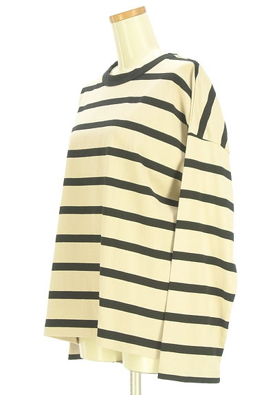 クリックで大画像表示 nop de nod(ノップドゥノッド)の古着「ボーダー柄オーバーロングTシャツ(カットソー・プルオーバー)」大画像3へ