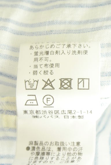 クリックで大画像表示 Mademoiselle NON NON(マドモアゼルノンノン)の古着「ストライプリネンシャツ(カジュアルシャツ)」大画像5へ