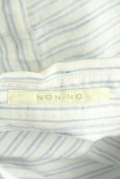 クリックで大画像表示 Mademoiselle NON NON(マドモアゼルノンノン)の古着「ストライプリネンシャツ(カジュアルシャツ)」大画像6へ