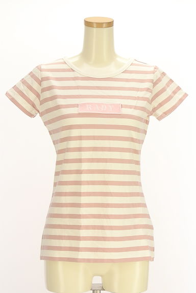 クリックで大画像表示 Rady(レディ)の古着「ボックスロゴワッペン半袖ボーダー柄Tシャツ(Tシャツ)」大画像1へ