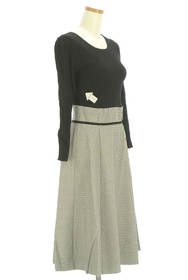 クリックで大画像表示 LAISSE PASSE(レッセパッセ)の古着「リブニット×グレンチェック柄切替ワンピース(ワンピース・チュニック)」大画像4へ