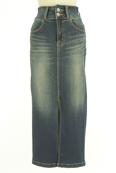 AZUL BY MOUSSY（アズールバイマウジー）の古着「ウォッシュド加工ストレッチデニムスカート（ロングスカート・マキシスカート）」大画像１へ