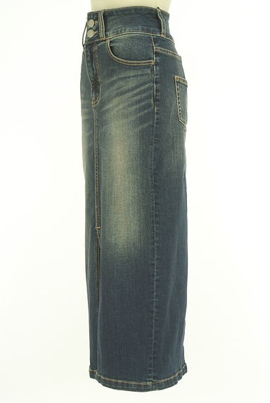 AZUL BY MOUSSY（アズールバイマウジー）の古着「ウォッシュド加工ストレッチデニムスカート（ロングスカート・マキシスカート）」大画像３へ